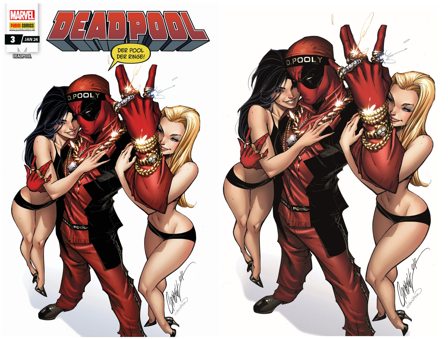 DEADPOOL #3 J SCOTT CAMPBELL SUPER RARE GERMAN TRADE/VIRGIN VARIANT SET LIMITED TO 200 NUMBERED SETS