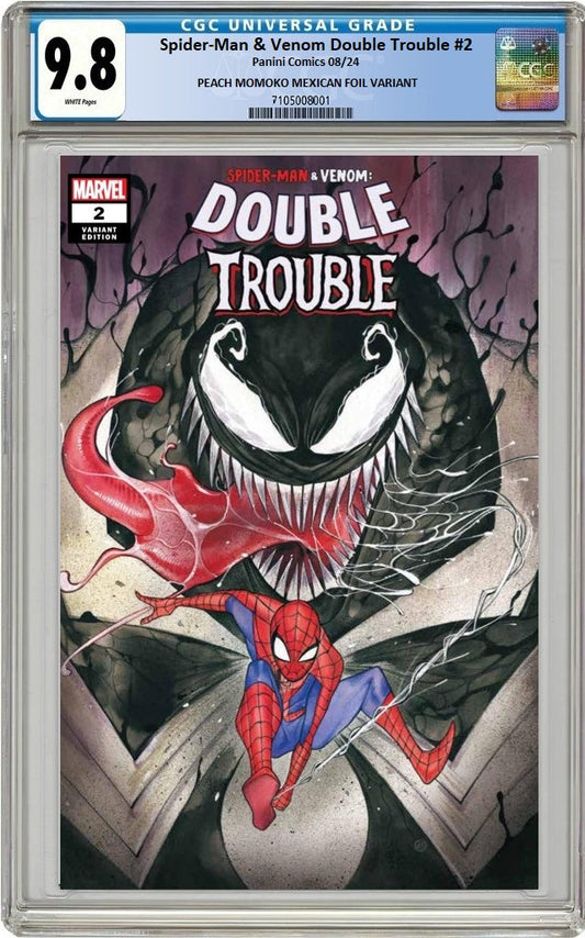 SPIDER-MAN & VENOM DOUBLE TROUBLE #2 1:25 PEACH MOMOKO FOIL VARIANT LIMITED TO 1000 COPIES CGC 9.8 PREORDER