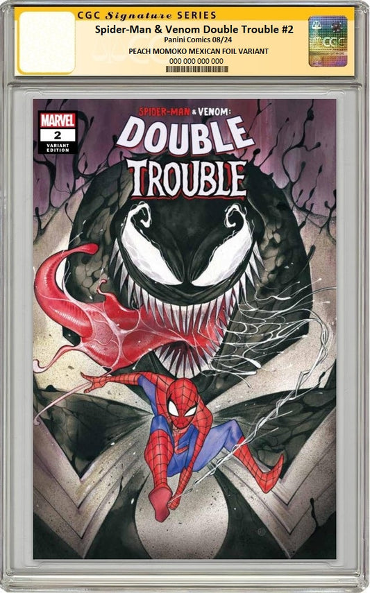 SPIDER-MAN & VENOM DOUBLE TROUBLE #2 1:25 PEACH MOMOKO FOIL VARIANT LIMITED TO 1000 COPIES CGC SS PREORDER