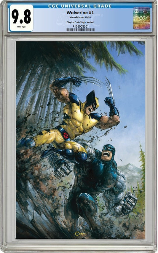 WOLVERINE #1 CLAYTON CRAIN VIRGIN VARIANT LIMITED TO 999 COPIES WITH NUMBERED COA CGC SS 9.8 PREORDER