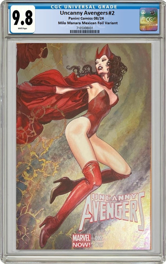 UNCANNY AVENGERS #2 MILO MANARA FOIL VARIANT LIMITED TO 1000 COPIES CGC 9.8 PREORDER