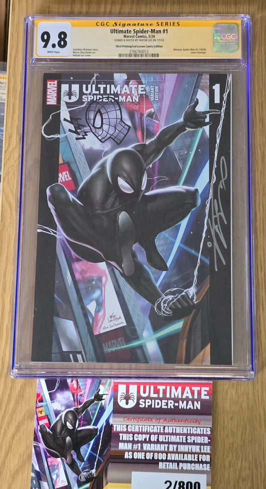 ULTIMATE SPIDER-MAN #1 INHYUK LEE HOMAGE BLACK SUIT VARIANT LIMITED TO 800 COPIES WITH NUMBERED COA CGC REMARK 9.8 2/800