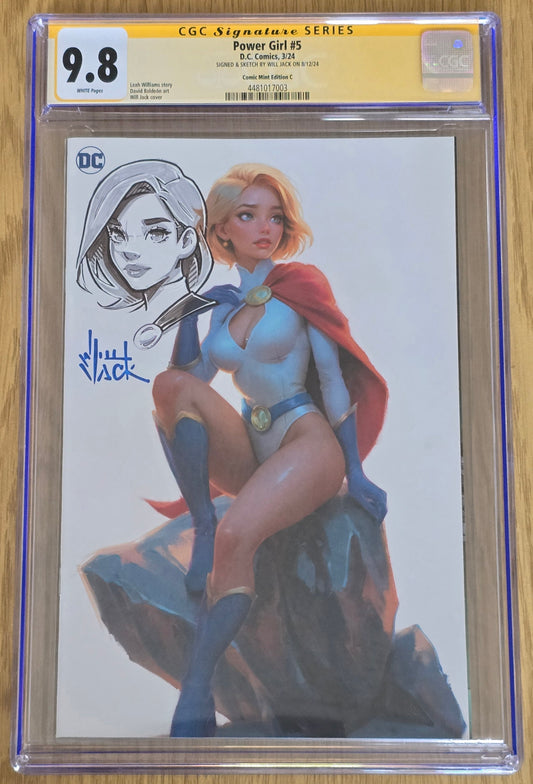 POWER GIRL #5 WILL JACK VIRGIN MEGACON 2024 WHITE VIRGIN VARIANT LIMITED TO 600 COPIES WITH NUMBERED COA CGC REMARK 9.8