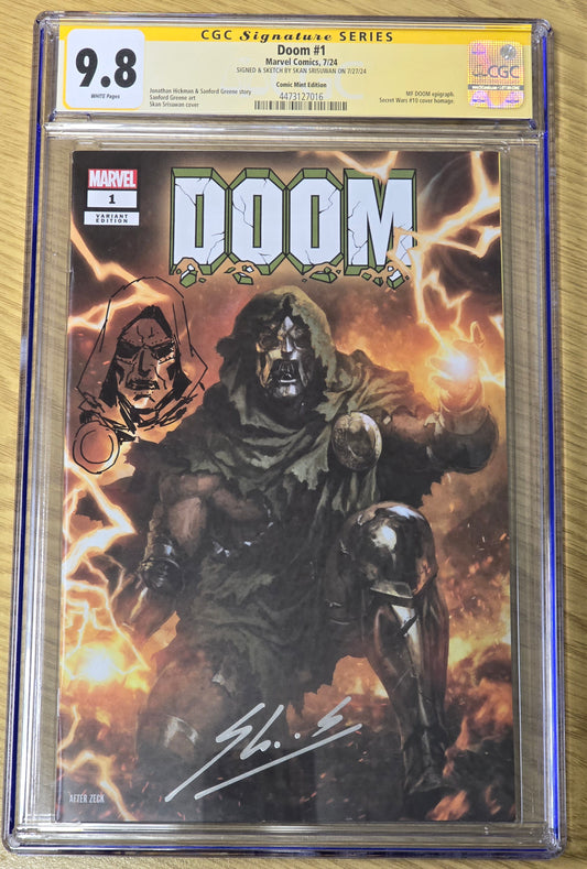 DOOM #1 SUPER RARE SKAN HOMAGE VARIANT LIMITED TO ONLY 300 COPIES WITH NUMBERED COA CGC REMARK 9.8