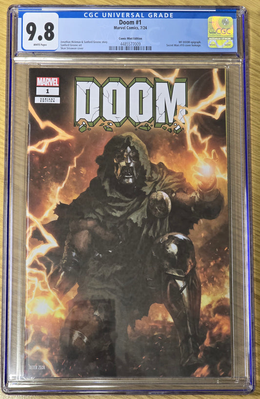 DOOM #1 SUPER RARE SKAN HOMAGE VARIANT LIMITED TO ONLY 300 COPIES WITH NUMBERED COA CGC 9.8