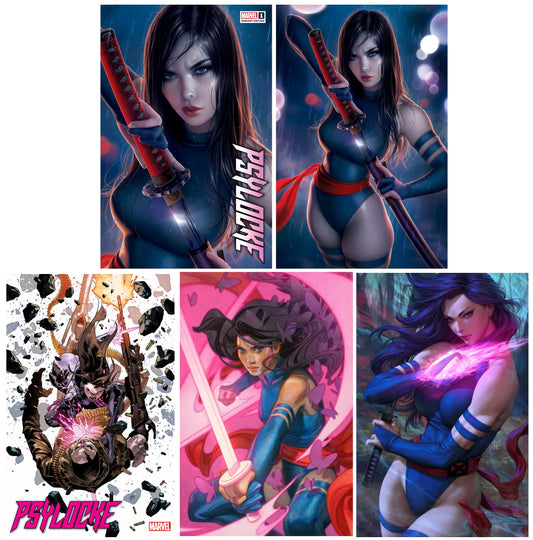 PSYLOCKE #1 WARREN LOUW TRADE/VIRGIN VARIANT SET LIMITED TO 1000 SETS + 1:25, 1:50 & 1:100 VARIANTS