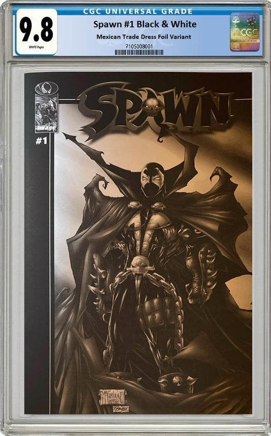 SPAWN #1 BLACK & WHITE TODD MCFARLANE TRADE DRESS FOIL VARIANT LIMITED TO 1000 COPIES CGC 9.8 PREORDER