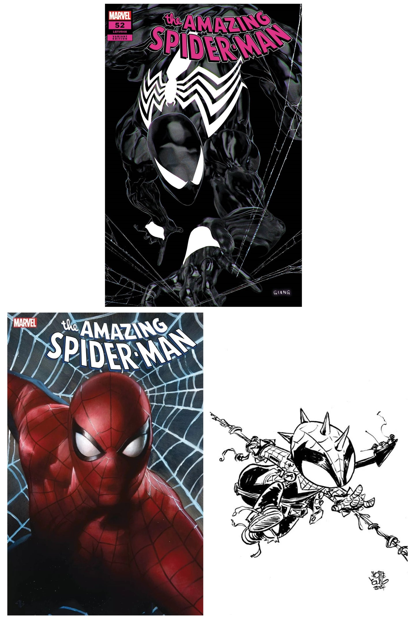 AMAZING SPIDER-MAN #52 JOHN GIANG NEGATIVE VARIANT LIMITED TO 600 COPIES WITH NUMBERED COA + 1:25 & 1:50 VARIANT