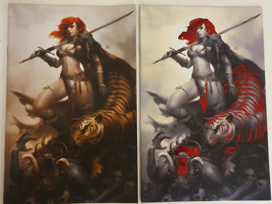 RED SONJA PRICE OF BLOOD #1 KENDRICK 'KUNKKA' LIM VIRGIN & FOIL VIRGIN VARIANT SET