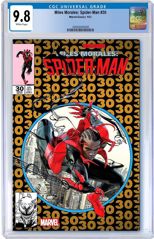 MILES MORALES SPIDER-MAN #30 MIKE MAYHEW GOLD TRADE DRESS VARIANT LIMITED TO 1000 CGC 9.8 PREORDER